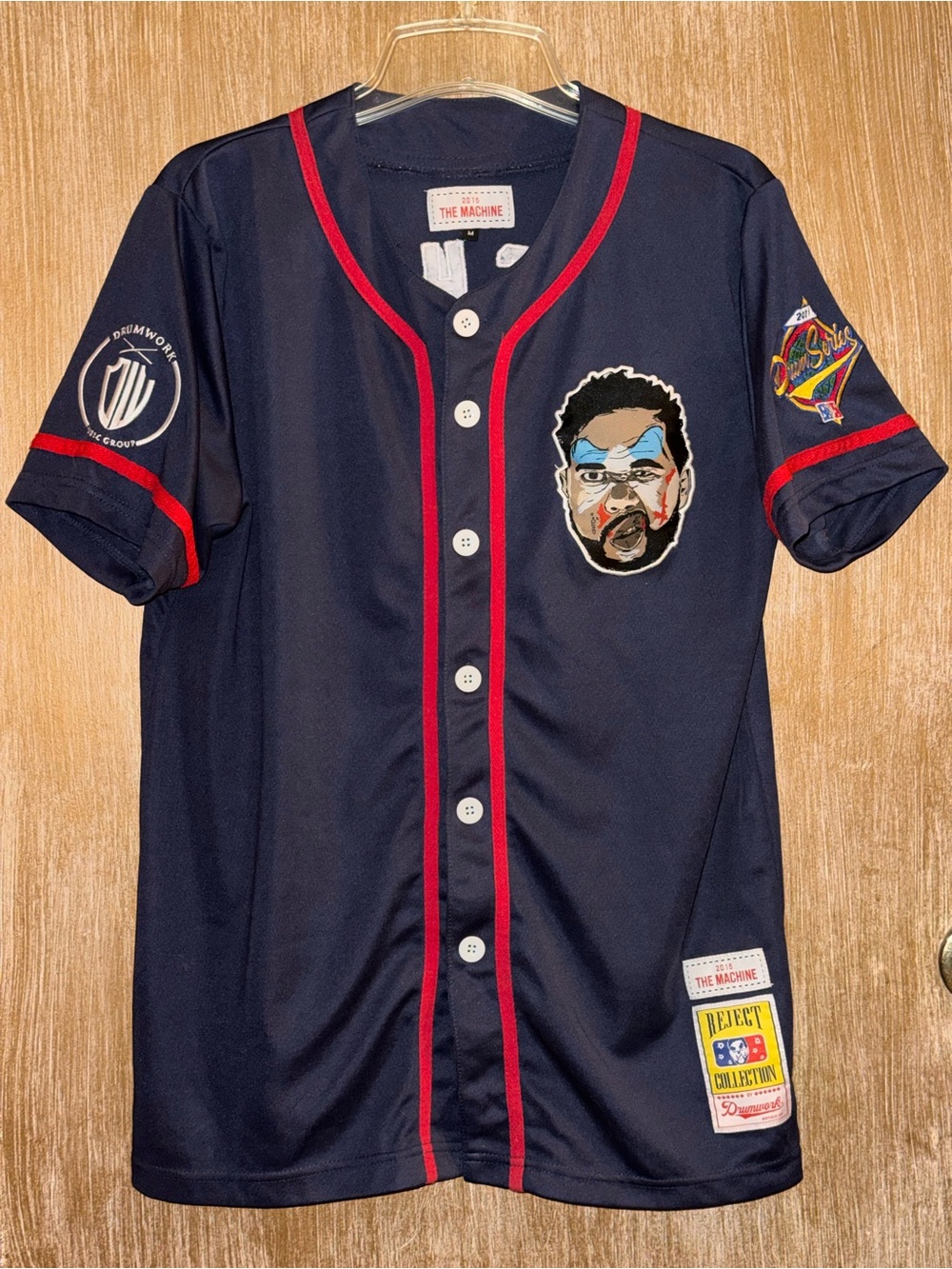 Conway The Machine- Drum Series Navy Baseball Jersey with Red Trim